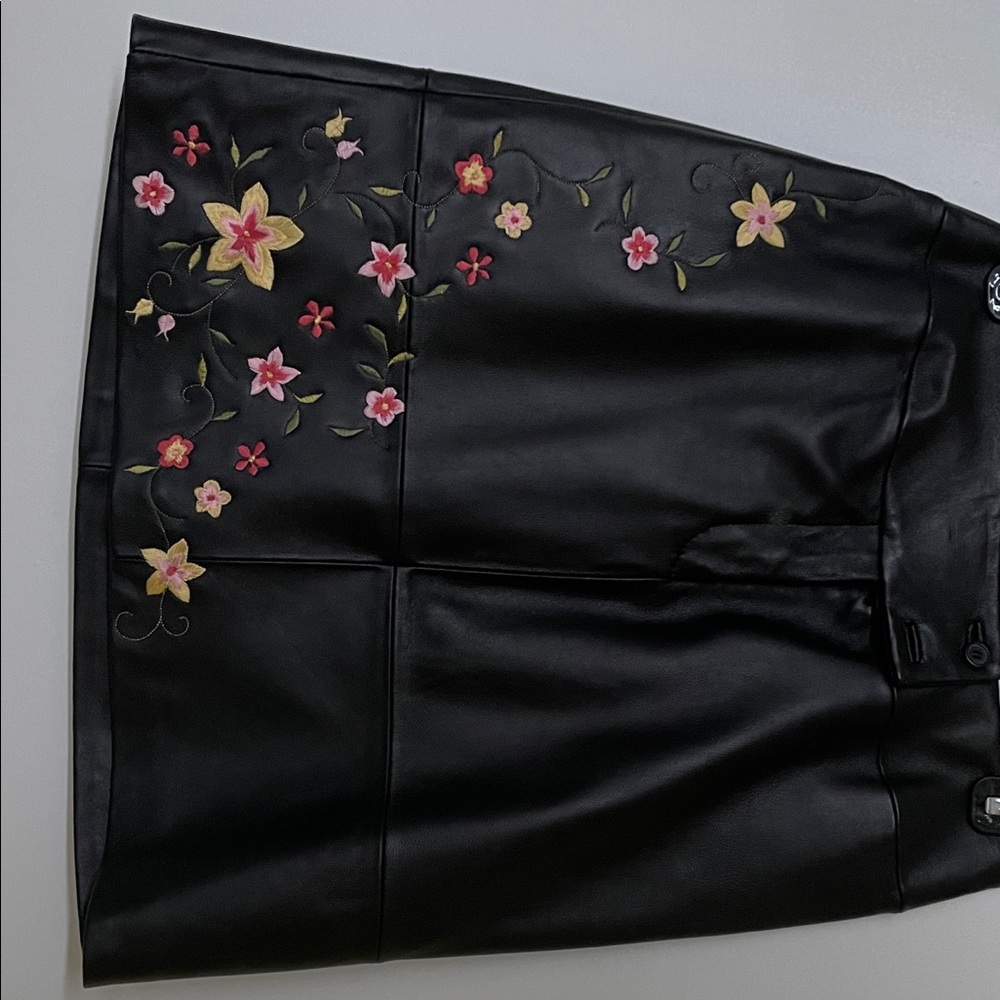 Alfani Black Skirt with Floral Embroidery